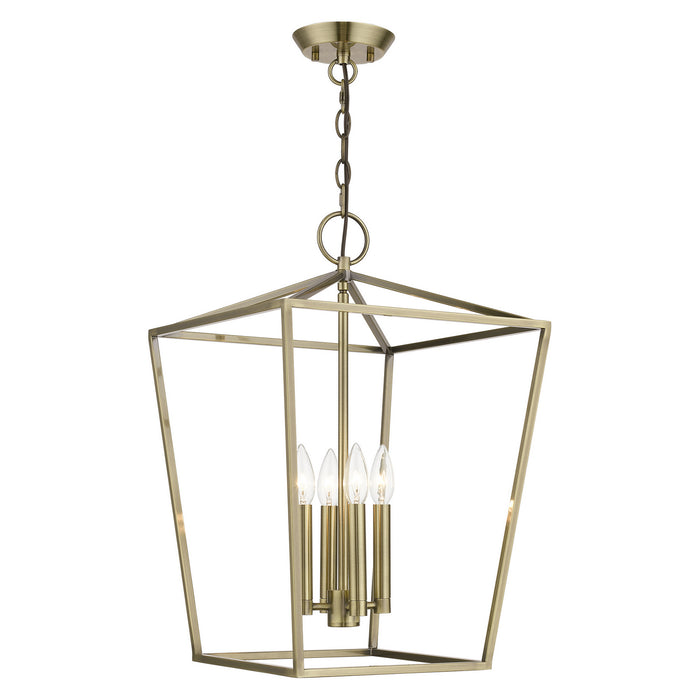 Livex Lighting 49434-01 Four Light Chandelier, Antique Brass