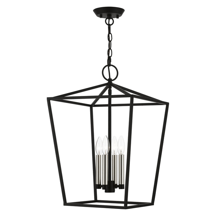 Livex Lighting 49434-04 Four Light Chandelier, Black w/Brushed Nickel