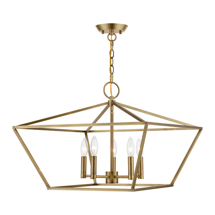 Livex Lighting 49435-01 Five Light Chandelier, Antique Brass