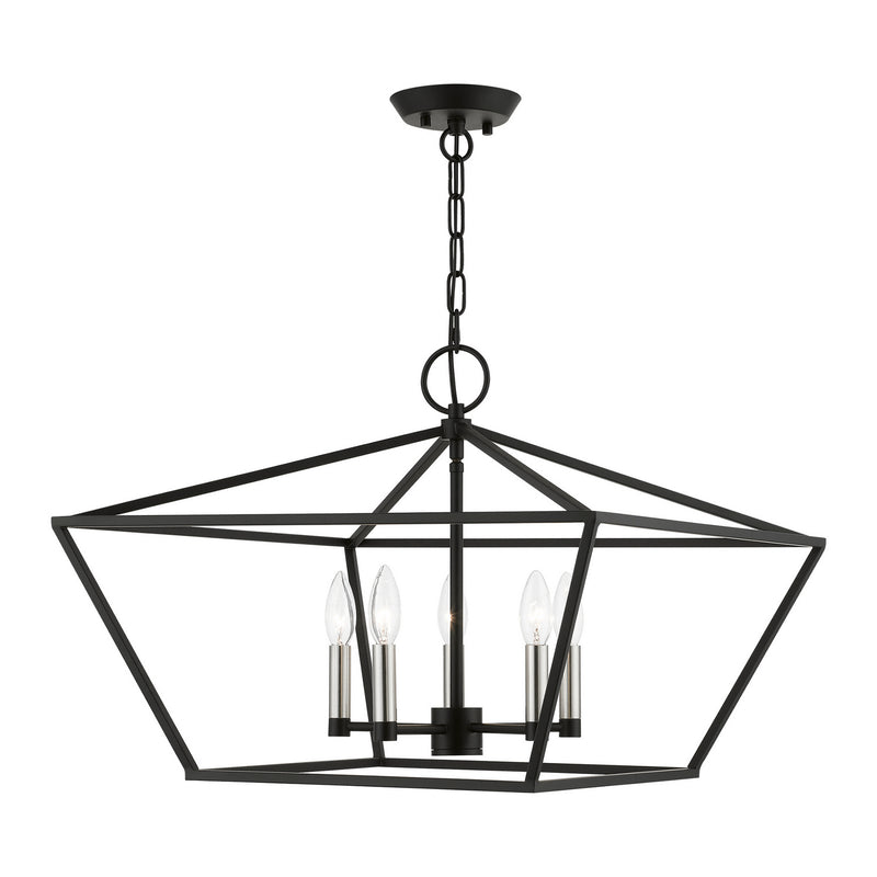 Livex Lighting 49435-04 Five Light Chandelier, Black w/Brushed Nickel