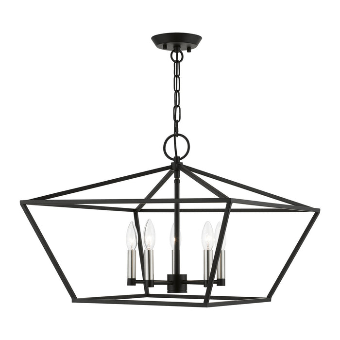Livex Lighting 49435-04 Five Light Chandelier, Black w/Brushed Nickel