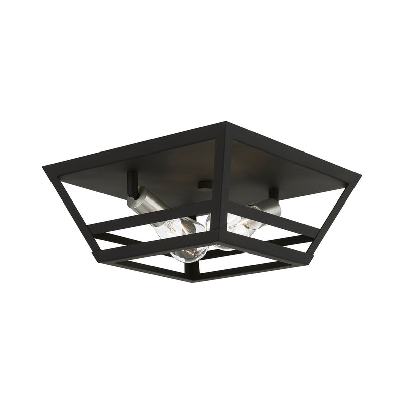 Livex Lighting 49560-04 Two Light Flush Mount, Black w/Brushed Nickel