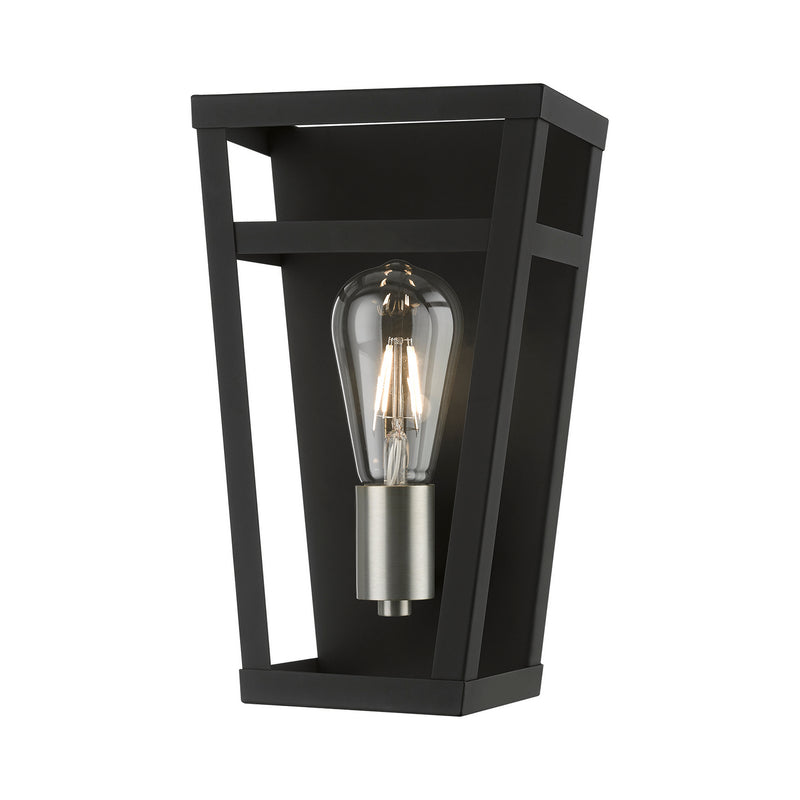 Livex Lighting 49567-04 One Light Wall Sconce, Black w/Brushed Nickel