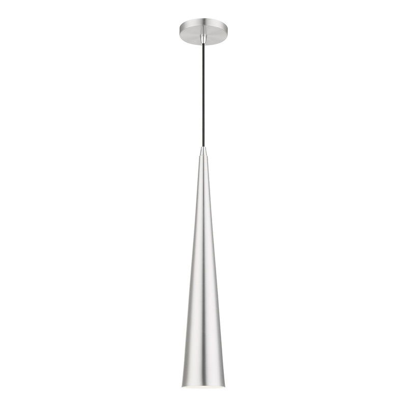 Livex Lighting 49631-66 One Light Pendant, Brushed Aluminum w/Polished Chrome
