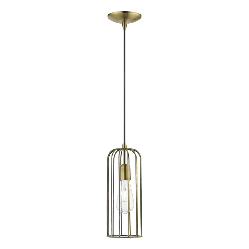 Livex Lighting 49713-01 One Light Pendant, Antique Brass