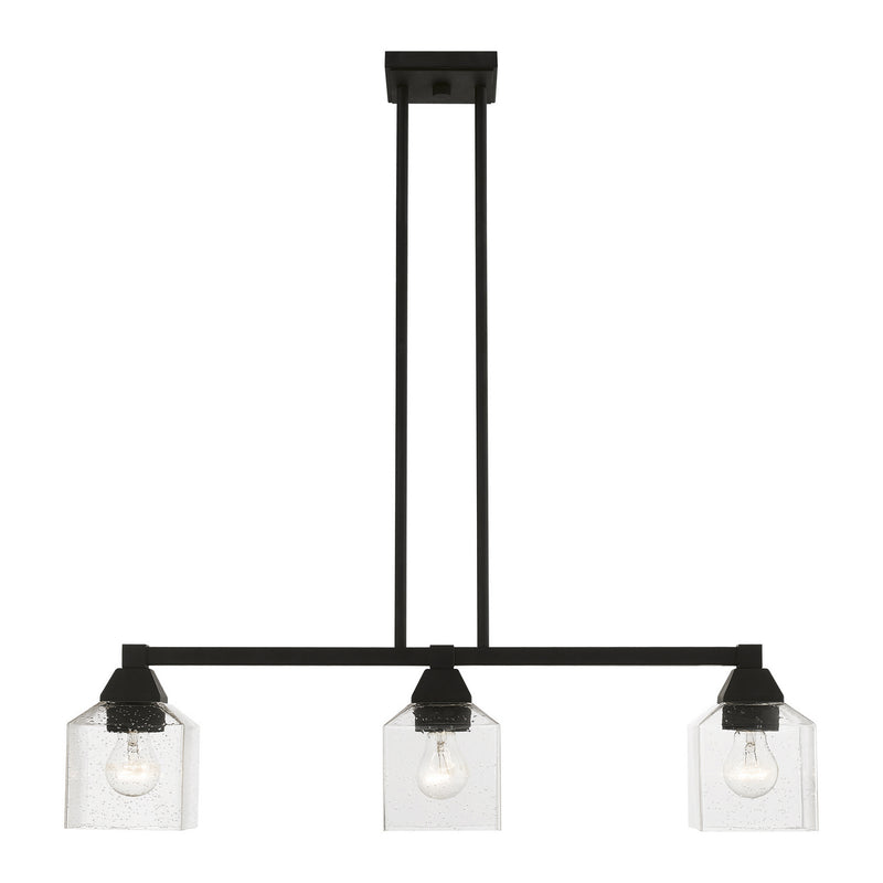 Livex Lighting 49763-04 Three Light Linear Chandelier, Black