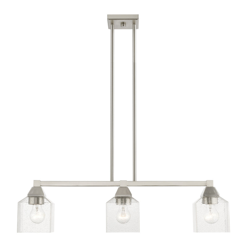 Livex Lighting 49763-91 Three Light Linear Chandelier, Brushed Nickel