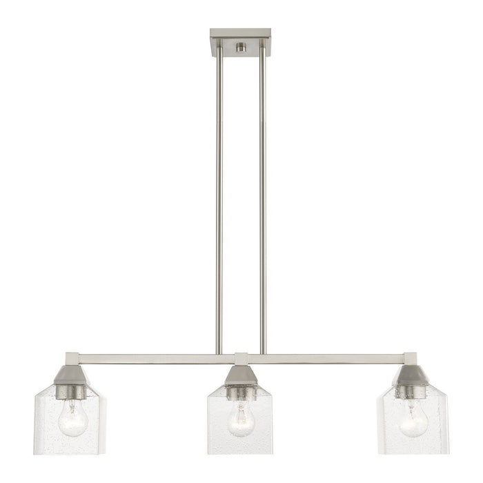 Livex Lighting 49763-91 Three Light Linear Chandelier, Brushed Nickel