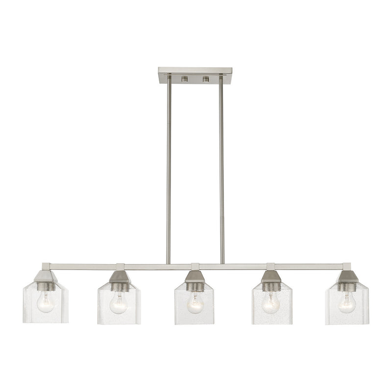 Livex Lighting 49765-91 Five Light Linear Chandelier, Brushed Nickel