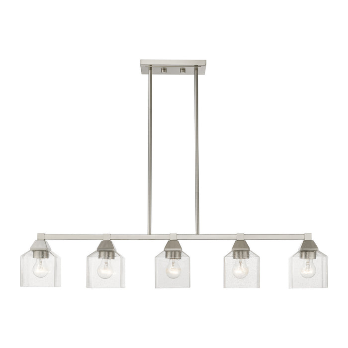 Livex Lighting 49765-91 Five Light Linear Chandelier, Brushed Nickel
