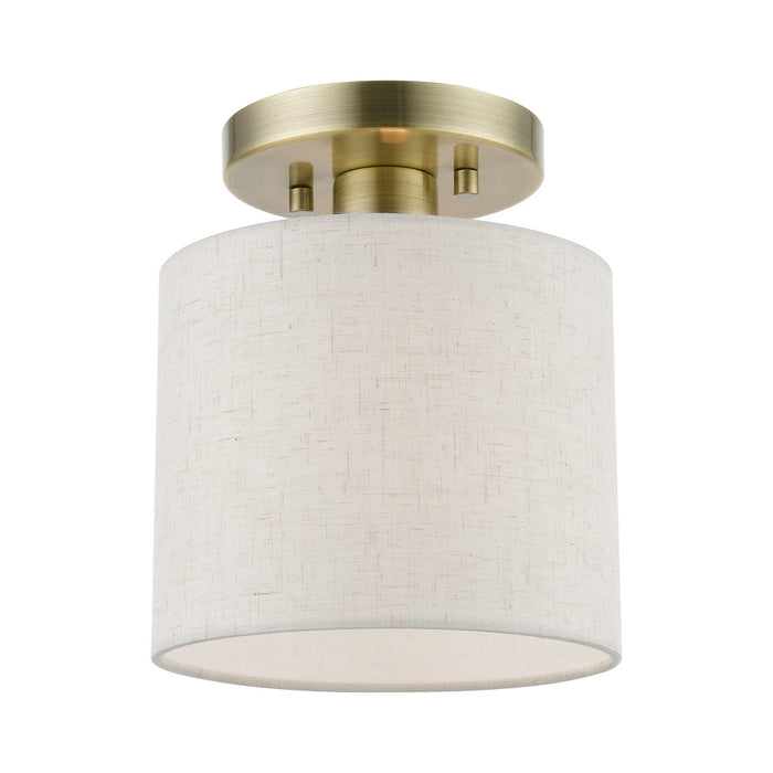 Livex Lighting 49807-01 One Light Semi-Flush Mount, Antique Brass