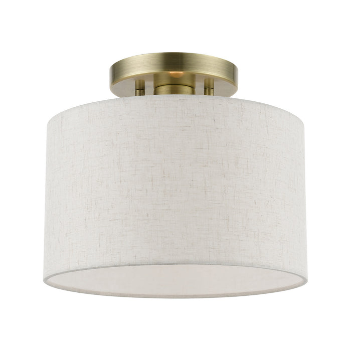 Livex Lighting 49808-01 One Light Semi-Flush Mount, Antique Brass
