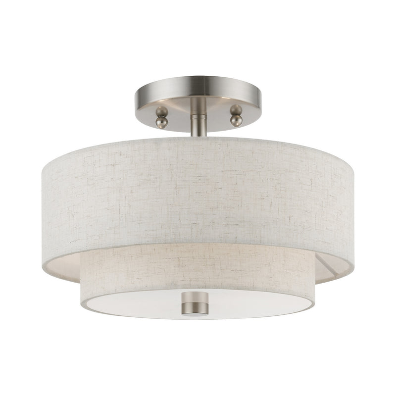 Livex Lighting 51082-91 Two Light Semi-Flush Mount, Brushed Nickel