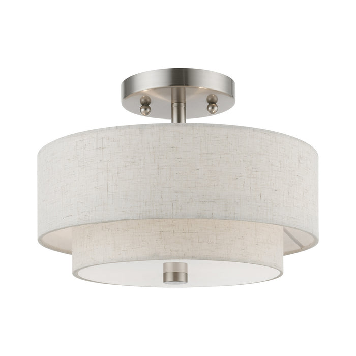 Livex Lighting 51082-91 Two Light Semi-Flush Mount, Brushed Nickel