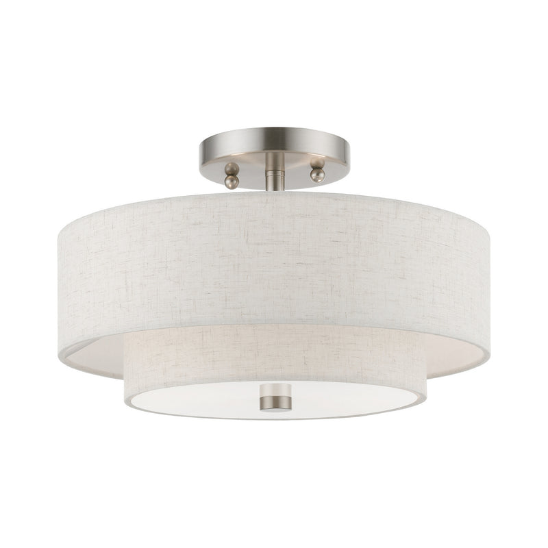 Livex Lighting 51083-91 Two Light Semi-Flush Mount, Brushed Nickel