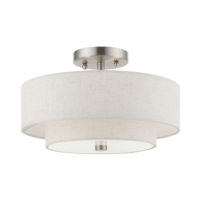 Livex Lighting 51083-91 Two Light Semi-Flush Mount, Brushed Nickel