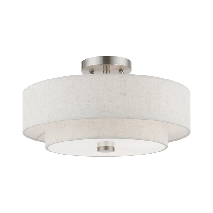 Livex Lighting 51084-91 Three Light Semi-Flush Mount, Brushed Nickel