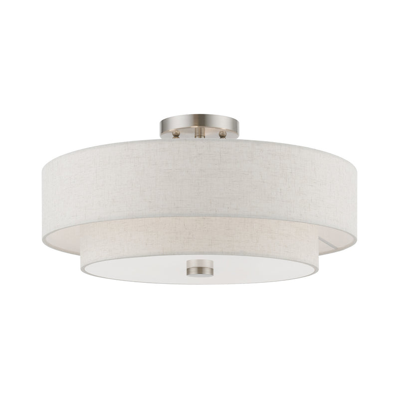 Livex Lighting 51085-91 Four Light Semi-Flush Mount, Brushed Nickel