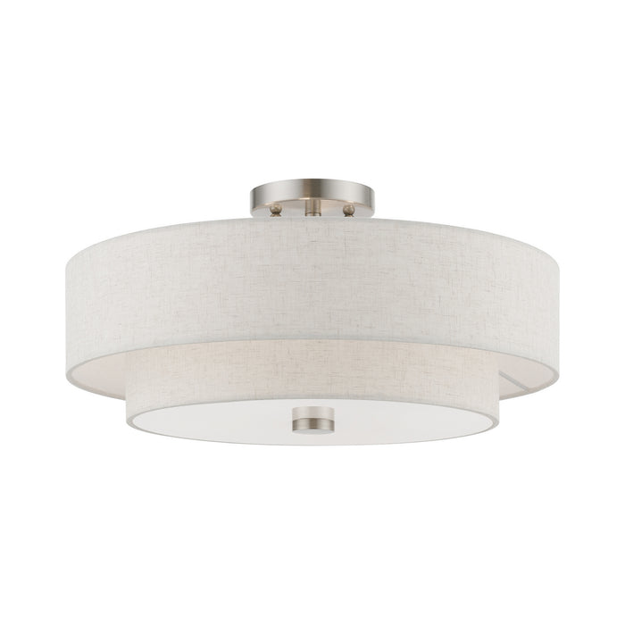 Livex Lighting 51085-91 Four Light Semi-Flush Mount, Brushed Nickel