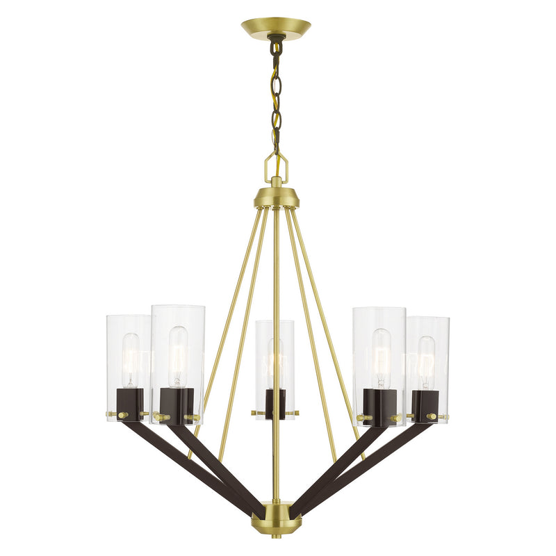 Livex Lighting 51165-12 Five Light Chandelier, Satin Brass & Bronze