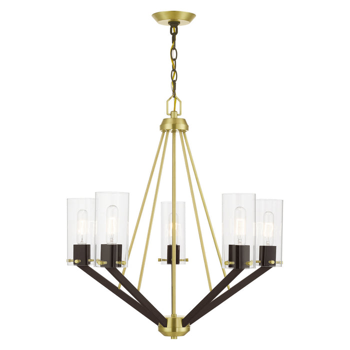 Livex Lighting 51165-12 Five Light Chandelier, Satin Brass & Bronze