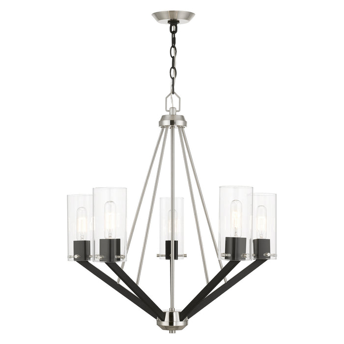 Livex Lighting 51165-91 Five Light Chandelier, Brushed Nickel & Black