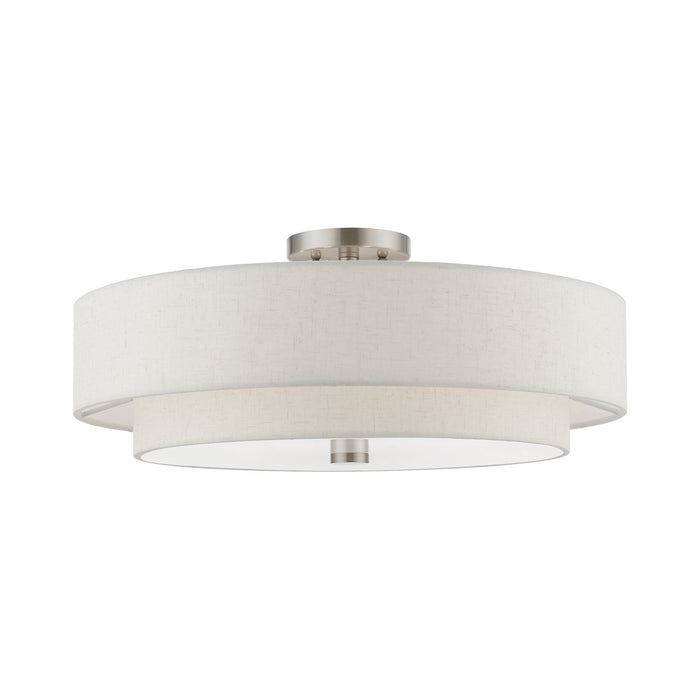 Livex Lighting 52139-91 Five Light Semi-Flush Mount, Brushed Nickel