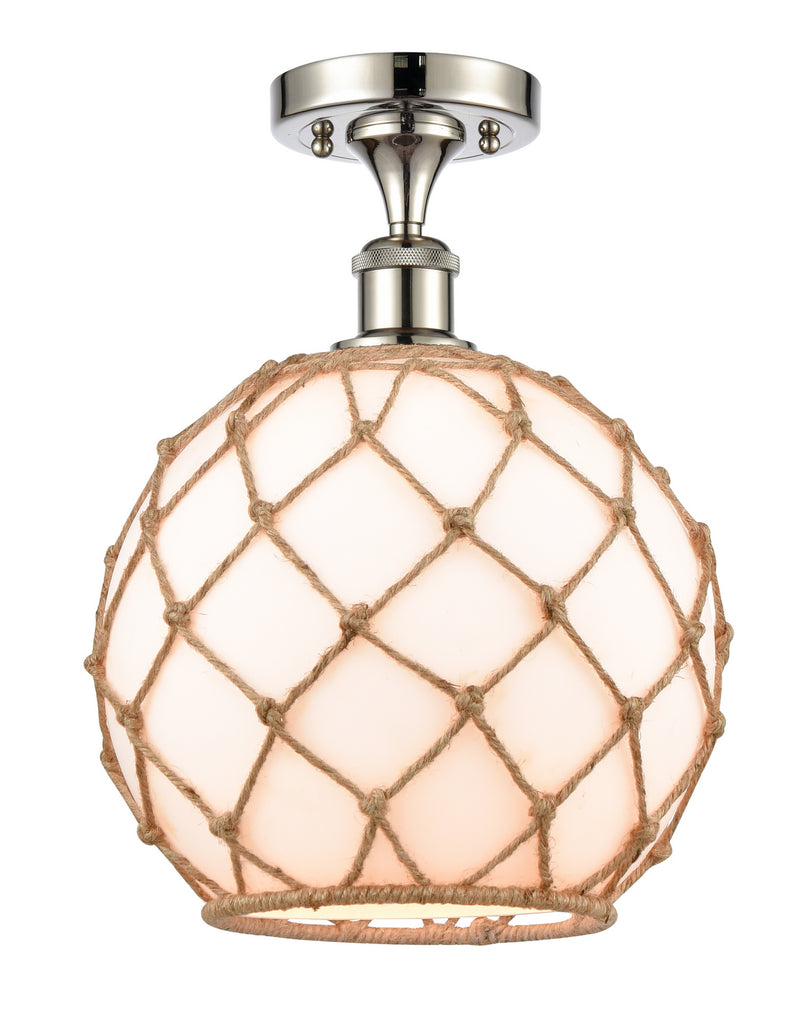 Innovations 516-1C-PN-G121-10RB One Light Semi-Flush Mount, Polished Nickel