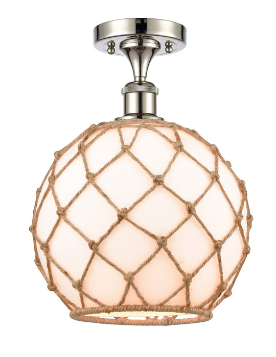 Innovations 516-1C-PN-G121-10RB One Light Semi-Flush Mount, Polished Nickel