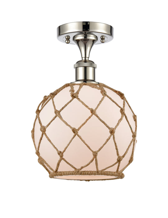 Innovations 516-1C-PN-G121-8RB One Light Semi-Flush Mount, Polished Nickel