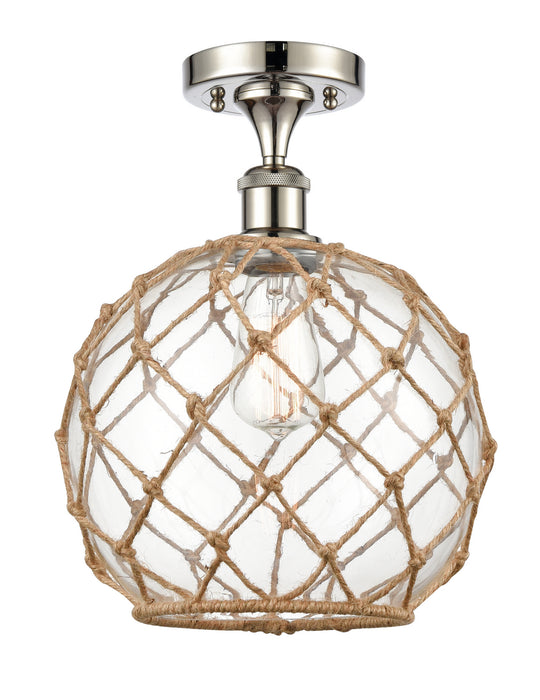 Innovations 516-1C-PN-G122-10RB One Light Semi-Flush Mount, Polished Nickel