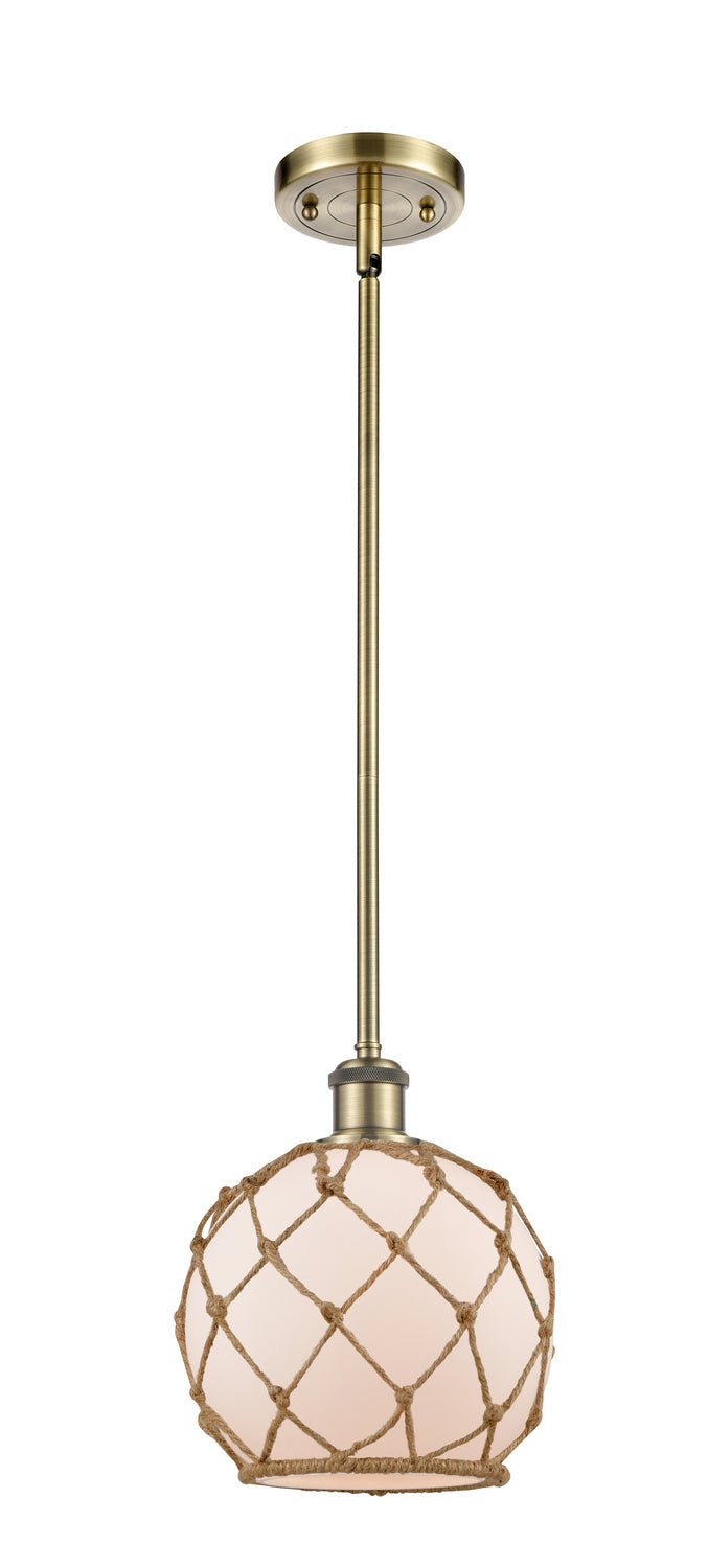 Innovations 516-1S-AB-G121-8RB One Light Mini Pendant, Antique Brass