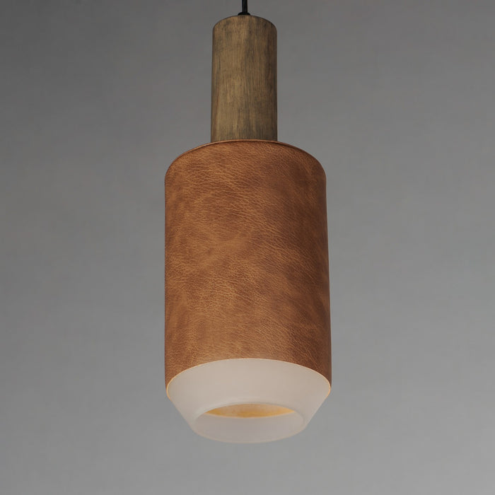 Maxim 10092WWDTN LED Pendant, Weathered Wood / Tan Leather