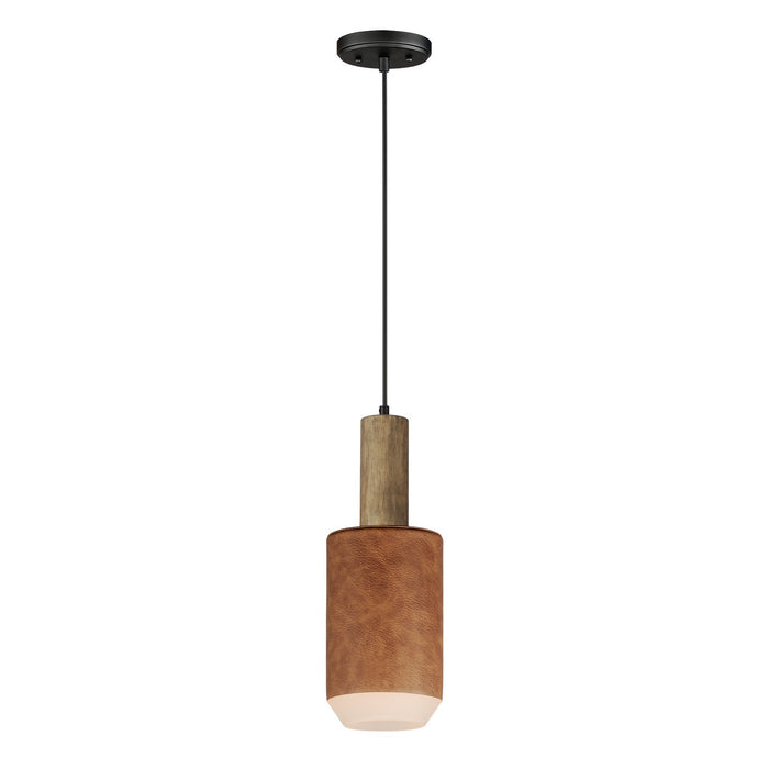 Maxim 10092WWDTN LED Pendant, Weathered Wood / Tan Leather