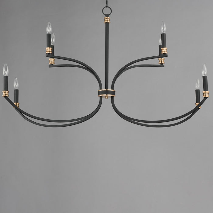 Maxim 11378BKAB Eight Light Chandelier, Black / Antique Brass