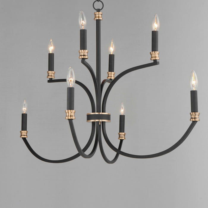 Maxim 11378BKAB Eight Light Chandelier, Black / Antique Brass