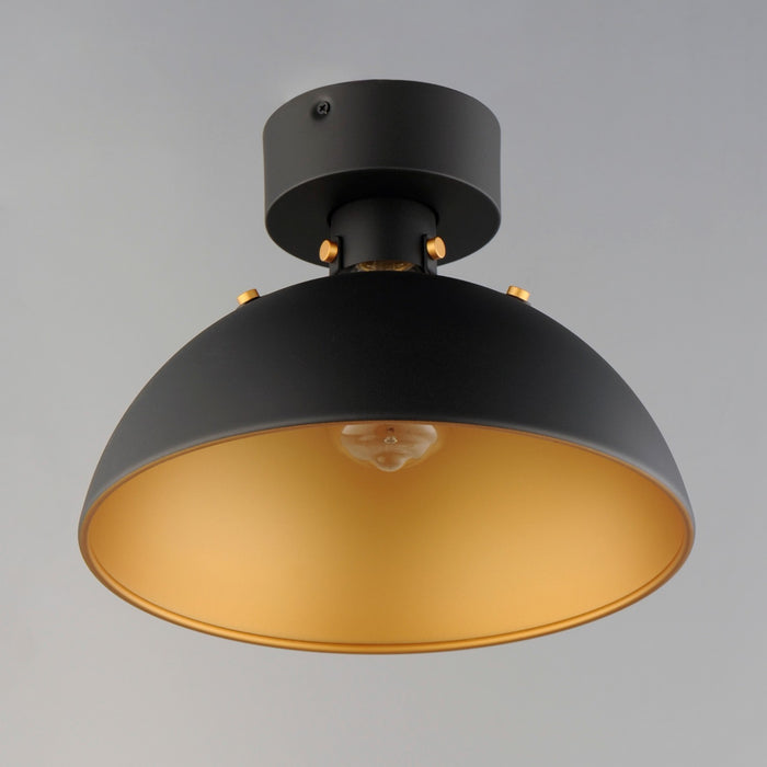 Maxim 12040ABBK One Light Flush Mount, Antique Brass / Black