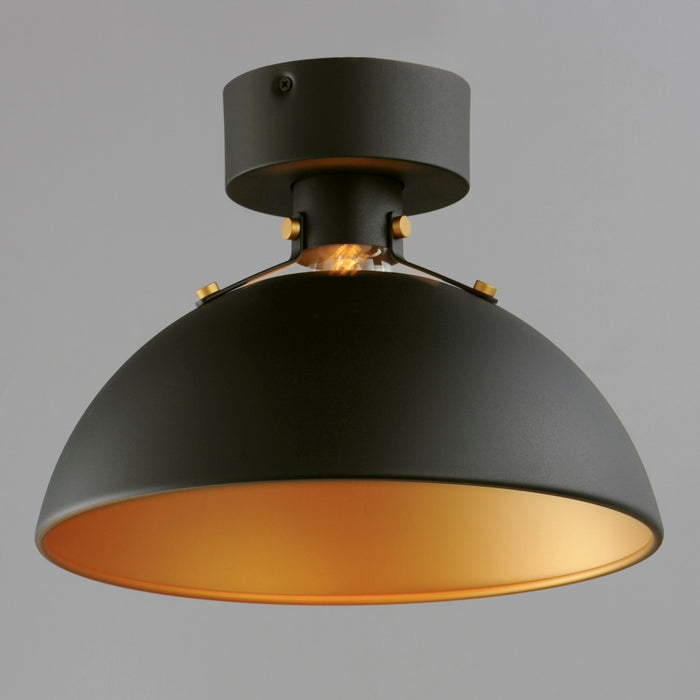 Maxim 12040ABBK One Light Flush Mount, Antique Brass / Black