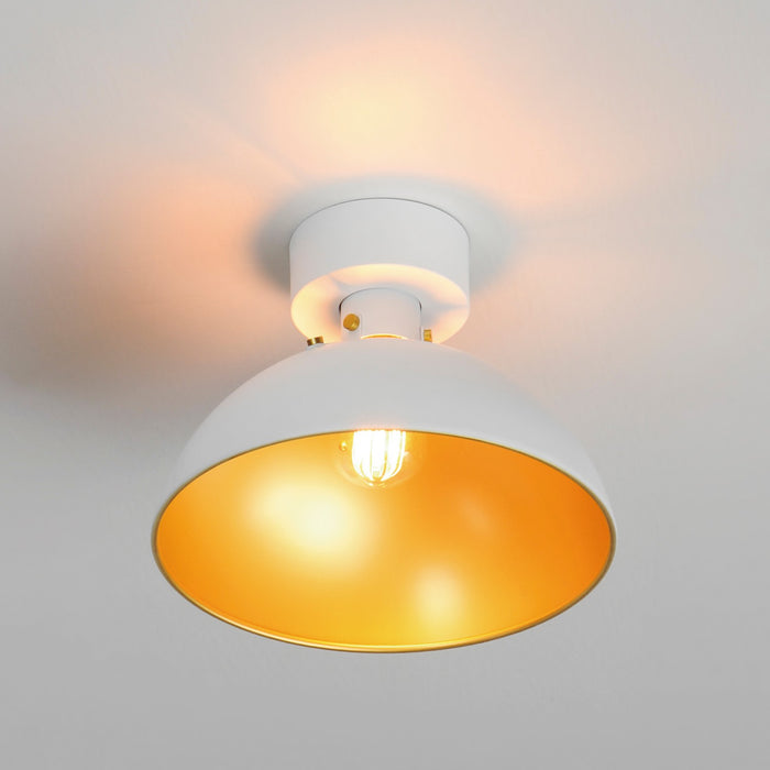 Maxim 12040WTSBR One Light Flush Mount, White/Satin Brass
