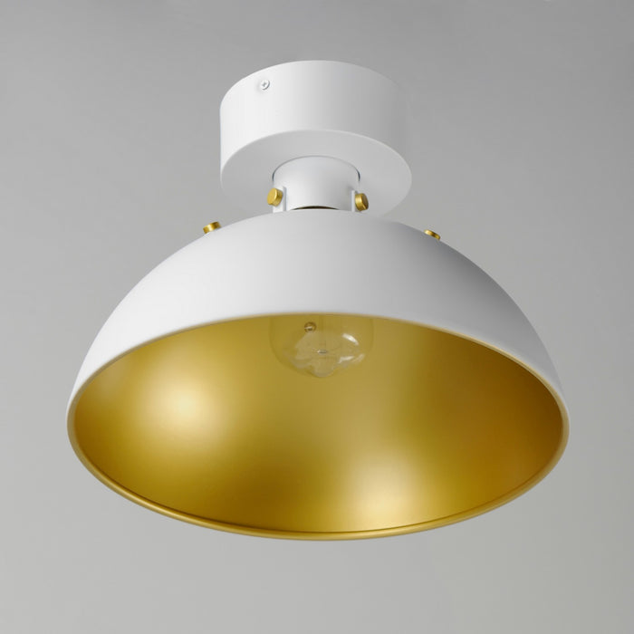 Maxim 12040WTSBR One Light Flush Mount, White/Satin Brass