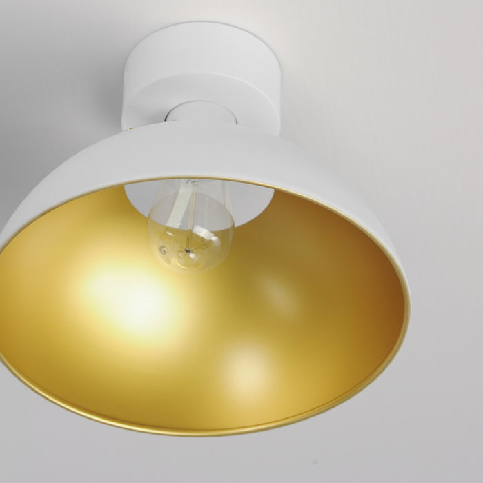 Maxim 12040WTSBR One Light Flush Mount, White/Satin Brass
