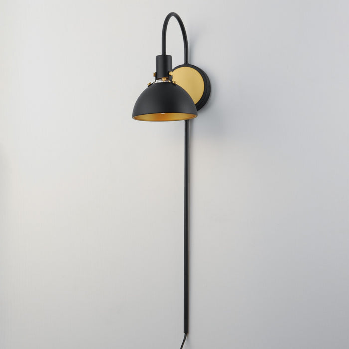 Maxim 12041ABBK One Light Wall Sconce, Antique Brass / Black