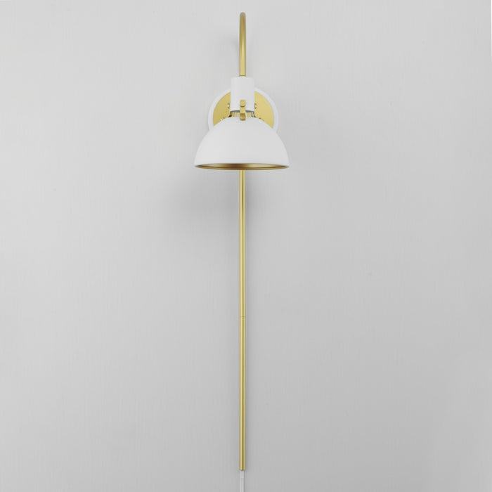 Maxim 12041WTSBR One Light Wall Sconce, White/Satin Brass