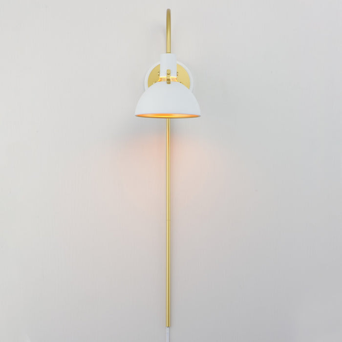 Maxim 12041WTSBR One Light Wall Sconce, White/Satin Brass