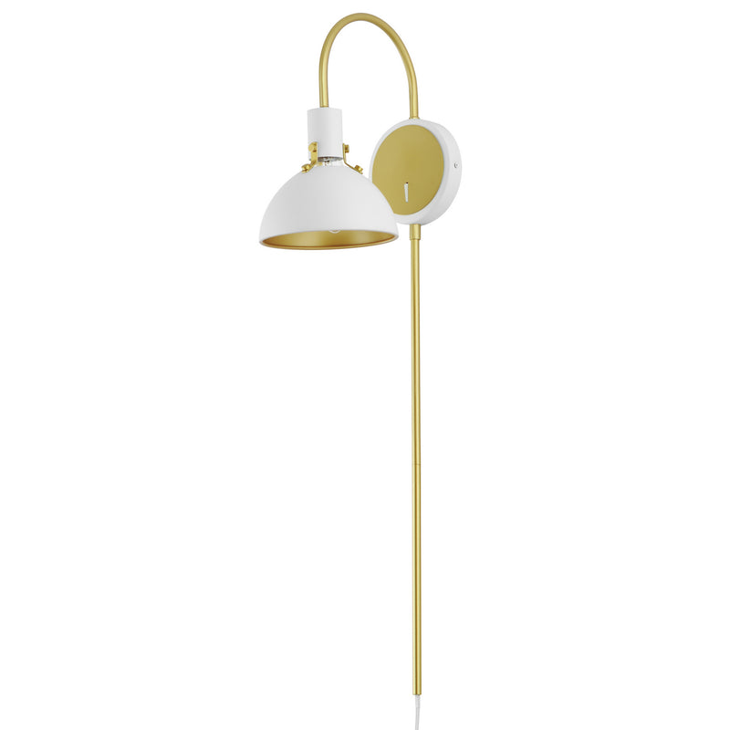 Maxim 12041WTSBR One Light Wall Sconce, White/Satin Brass