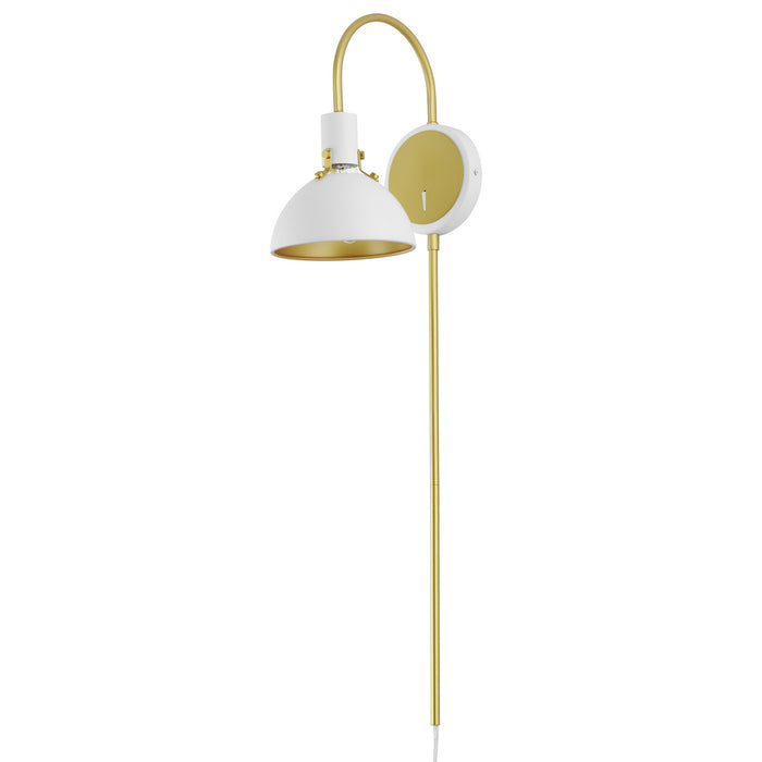 Maxim 12041WTSBR One Light Wall Sconce, White/Satin Brass