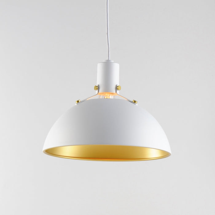 Maxim 12042WTSBR One Light Pendant, White/Satin Brass