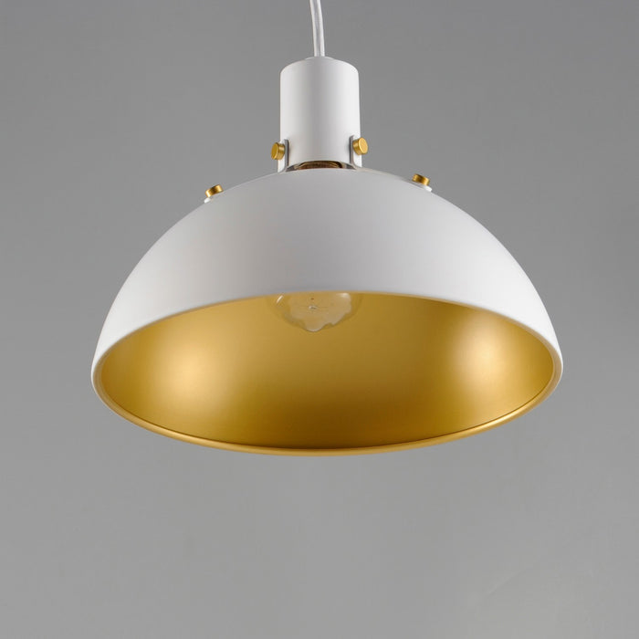 Maxim 12042WTSBR One Light Pendant, White/Satin Brass