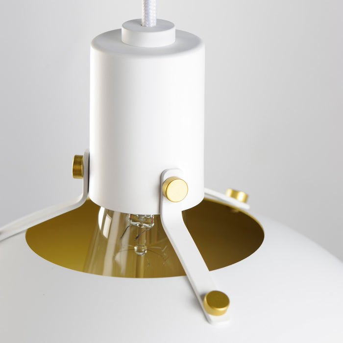 Maxim 12042WTSBR One Light Pendant, White/Satin Brass