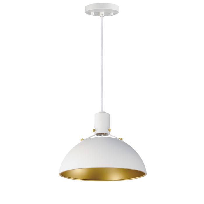 Maxim 12042WTSBR One Light Pendant, White/Satin Brass